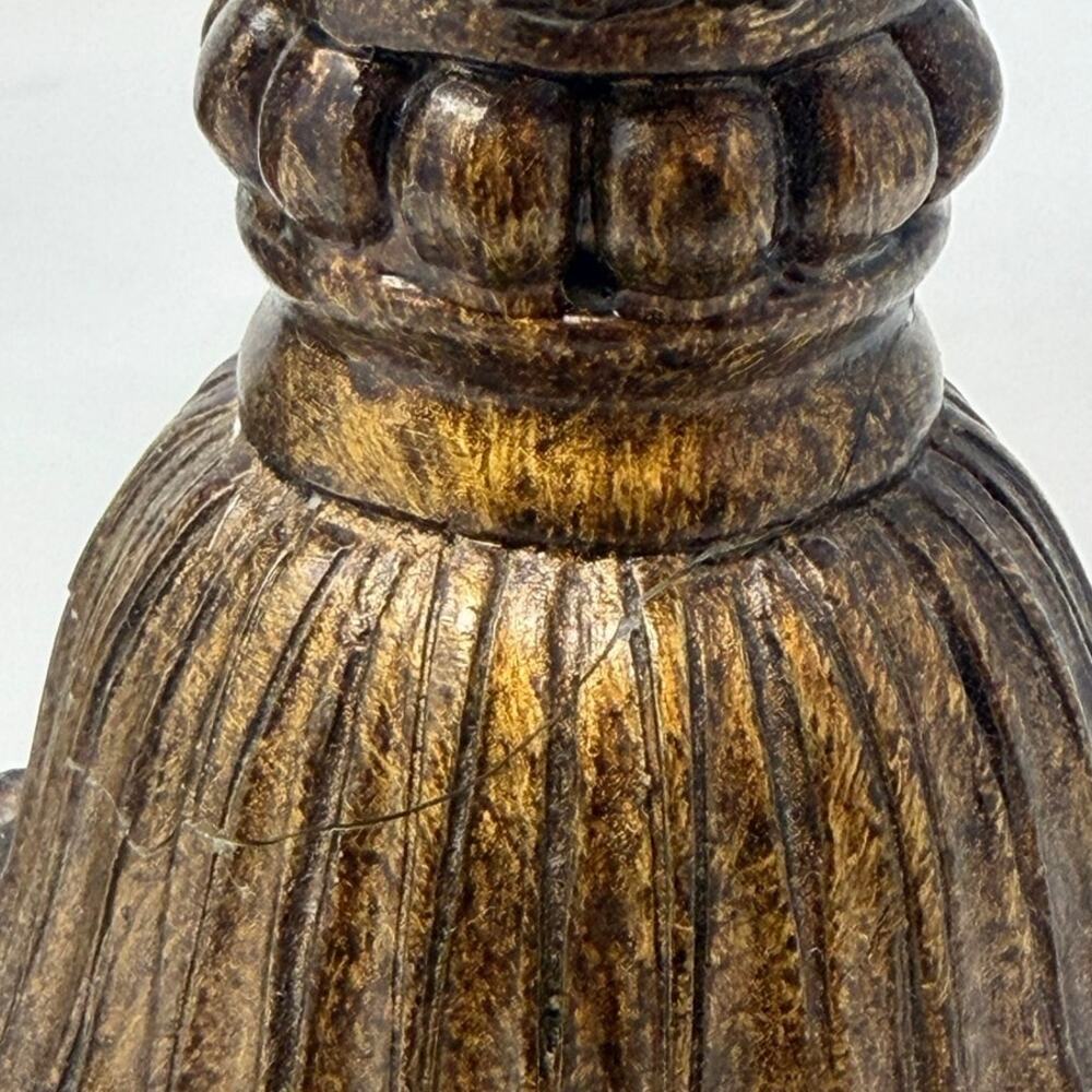 Tucson Style Pillar Faux Alabaster Finish Gold Brass Candleholders Set of 3 - Picture 6 of 11